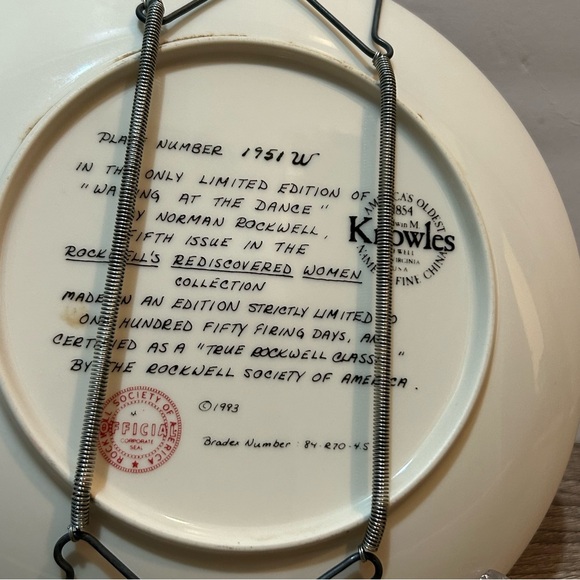 Collector Plate, "Waiting at the Dance" by Norman Rockwell  Edwin M. Knowles - Picture 3 of 7